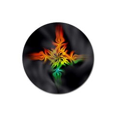 Smoke Rainbow Abstract Fractal Rubber Round Coaster (4 Pack)  by HermanTelo