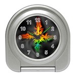 Smoke Rainbow Abstract Fractal Travel Alarm Clock Front