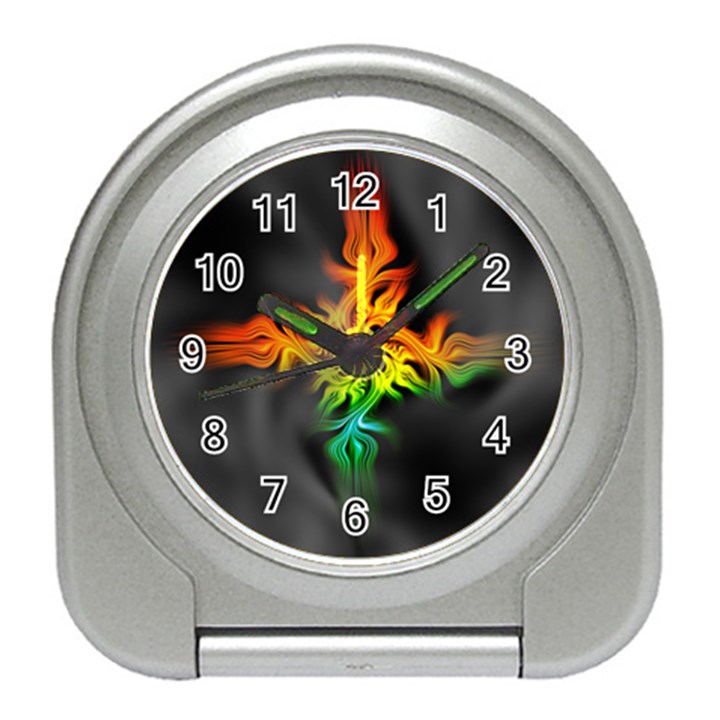 Smoke Rainbow Abstract Fractal Travel Alarm Clock