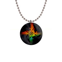 Smoke Rainbow Abstract Fractal 1  Button Necklace by HermanTelo