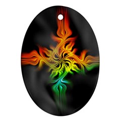 Smoke Rainbow Abstract Fractal Oval Ornament (two Sides) by HermanTelo