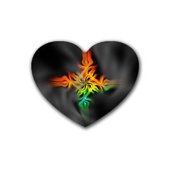 Smoke Rainbow Abstract Fractal Heart Coaster (4 Pack)  by HermanTelo