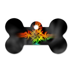 Smoke Rainbow Abstract Fractal Dog Tag Bone (one Side) by HermanTelo