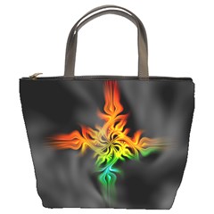 Smoke Rainbow Abstract Fractal Bucket Bag by HermanTelo