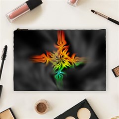 Smoke Rainbow Abstract Fractal Cosmetic Bag (large) by HermanTelo