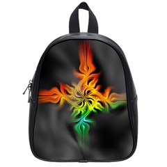 Smoke Rainbow Abstract Fractal School Bag (small)