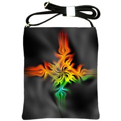 Smoke Rainbow Abstract Fractal Shoulder Sling Bag by HermanTelo