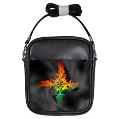 Smoke Rainbow Abstract Fractal Girls Sling Bag by HermanTelo