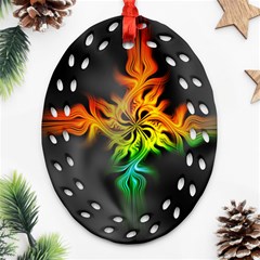 Smoke Rainbow Abstract Fractal Ornament (oval Filigree) by HermanTelo