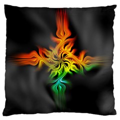 Smoke Rainbow Abstract Fractal Large Flano Cushion Case (two Sides) by HermanTelo