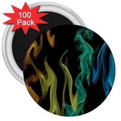 Smoke Rainbow Colors Colorful Fire 3  Magnets (100 Pack) by HermanTelo