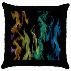 Smoke Rainbow Colors Colorful Fire Throw Pillow Case (black) by HermanTelo