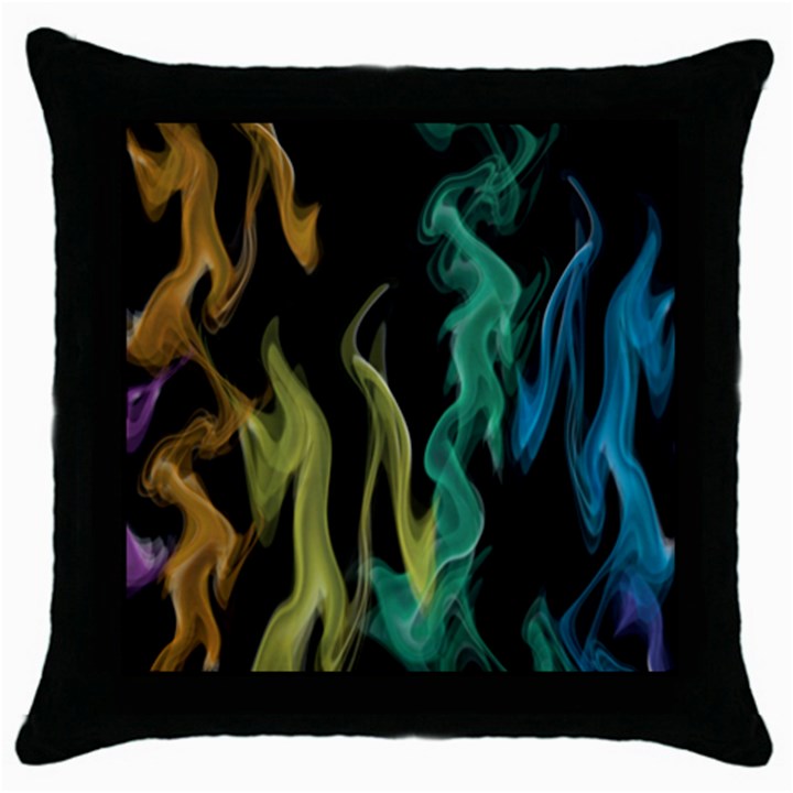 Smoke Rainbow Colors Colorful Fire Throw Pillow Case (Black)