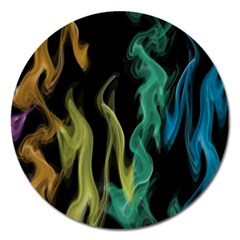 Smoke Rainbow Colors Colorful Fire Magnet 5  (round) by HermanTelo