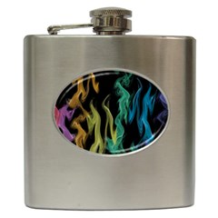 Smoke Rainbow Colors Colorful Fire Hip Flask (6 Oz) by HermanTelo