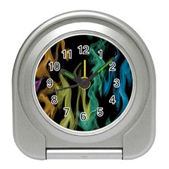 Smoke Rainbow Colors Colorful Fire Travel Alarm Clock by HermanTelo