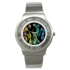 Smoke Rainbow Colors Colorful Fire Stainless Steel Watch