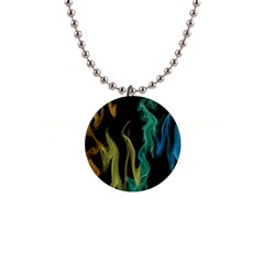 Smoke Rainbow Colors Colorful Fire 1  Button Necklace by HermanTelo