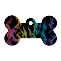 Smoke Rainbow Colors Colorful Fire Dog Tag Bone (two Sides)