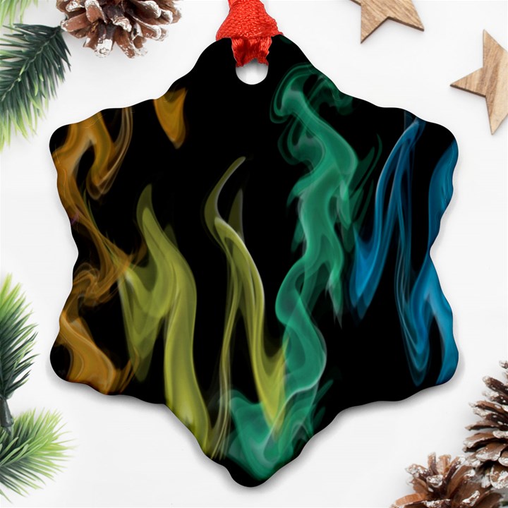 Smoke Rainbow Colors Colorful Fire Ornament (Snowflake)