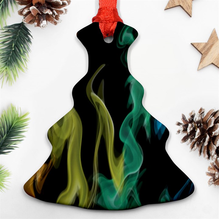 Smoke Rainbow Colors Colorful Fire Christmas Tree Ornament (Two Sides)