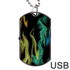 Smoke Rainbow Colors Colorful Fire Dog Tag Usb Flash (one Side)