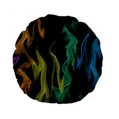 Smoke Rainbow Colors Colorful Fire Standard 15  Premium Flano Round Cushions by HermanTelo