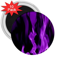 Smoke Flame Abstract Purple 3  Magnets (10 Pack)  by HermanTelo