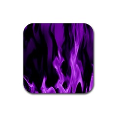 Smoke Flame Abstract Purple Rubber Coaster (square)  by HermanTelo