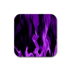 Smoke Flame Abstract Purple Rubber Square Coaster (4 Pack)  by HermanTelo