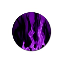 Smoke Flame Abstract Purple Rubber Coaster (round)  by HermanTelo