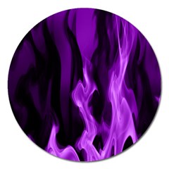 Smoke Flame Abstract Purple Magnet 5  (round) by HermanTelo