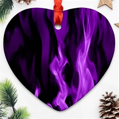 Smoke Flame Abstract Purple Heart Ornament (two Sides)