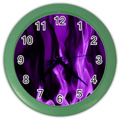 Smoke Flame Abstract Purple Color Wall Clock by HermanTelo