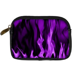 Smoke Flame Abstract Purple Digital Camera Leather Case by HermanTelo