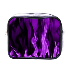 Smoke Flame Abstract Purple Mini Toiletries Bag (one Side)