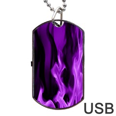 Smoke Flame Abstract Purple Dog Tag Usb Flash (two Sides) by HermanTelo