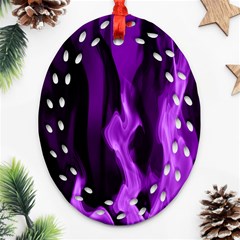 Smoke Flame Abstract Purple Ornament (oval Filigree) by HermanTelo