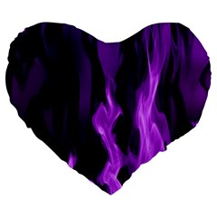 Smoke Flame Abstract Purple Large 19  Premium Heart Shape Cushions