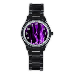 Smoke Flame Abstract Purple Stainless Steel Round Watch