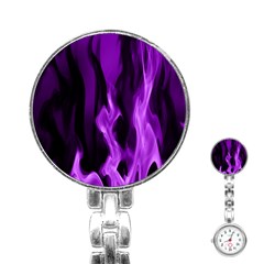 Smoke Flame Abstract Purple Stainless Steel Nurses Watch