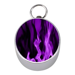 Smoke Flame Abstract Purple Mini Silver Compasses