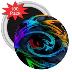 Rainbow Fractal Clouds Stars 3  Magnets (100 Pack) by HermanTelo