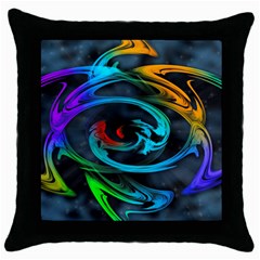 Rainbow Fractal Clouds Stars Throw Pillow Case (black) by HermanTelo