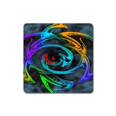 Rainbow Fractal Clouds Stars Square Magnet by HermanTelo