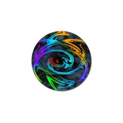 Rainbow Fractal Clouds Stars Golf Ball Marker