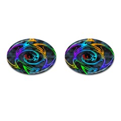 Rainbow Fractal Clouds Stars Cufflinks (oval)