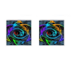 Rainbow Fractal Clouds Stars Cufflinks (square)