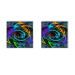 Rainbow Fractal Clouds Stars Cufflinks (Square) Front(Pair)