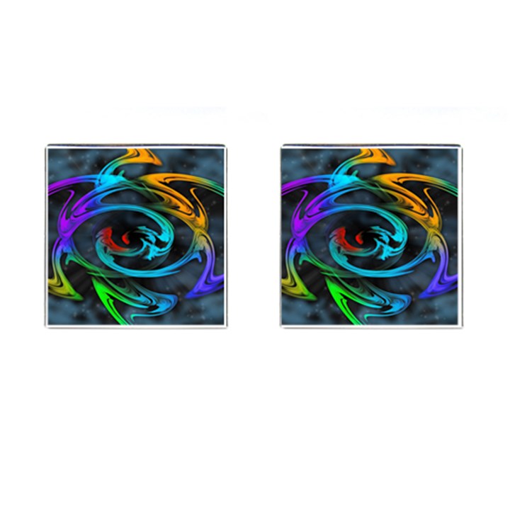 Rainbow Fractal Clouds Stars Cufflinks (Square)